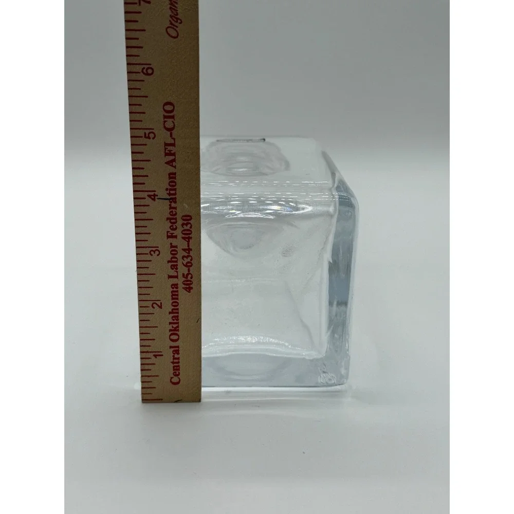 Denizli Clear Glass Square Liquor Decanter with Round Ball Stopper 9.5 inch